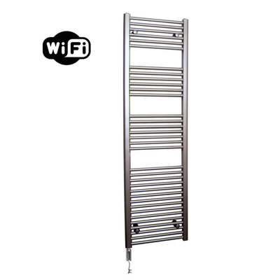Sanicare HVW Elektrische Radiator - 172x60cm - 1127W - wifi - thermostaat - chroom - linksonder - inox look (zilver)