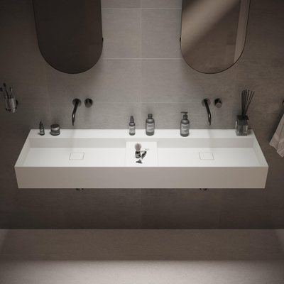 Ideavit SolidBliss Wastafel 150x45x16cm 0 kraangaten Solid surface mat wit