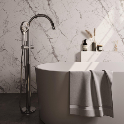 BRAUER Stripe Mitigeur bain autoportant - SET 02 - douchette à main 3 positions - flexible de douche - chrome