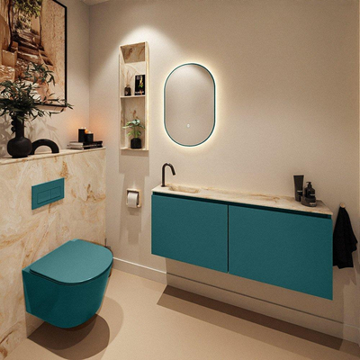 MONDIAZ TURE-DLUX Meuble toilette - 120cm - Smag - EDEN - vasque Frappe - position gauche - 1 trou de robinet