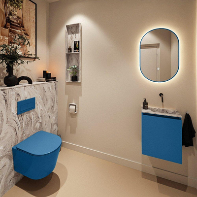 MONDIAZ TURE-DLUX 40cm toiletmeubel Jeans. EDEN wastafel Glace positie rechts. Zonder kraangat.