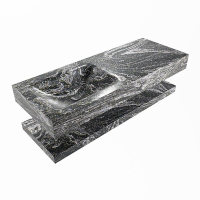 MONDIAZ ALAN - DLUX Badkamermeubelset - 120cm - planchet - Lava - vrijhangende wastafel - wasbak links - 1 kraangat - Lava