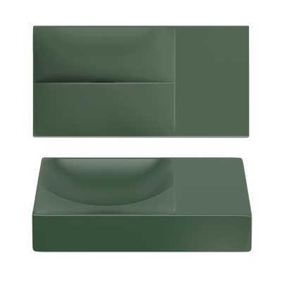 Clou Vale lave-mains 38 cm s. trou de robinet à droite vert pin mat céramique