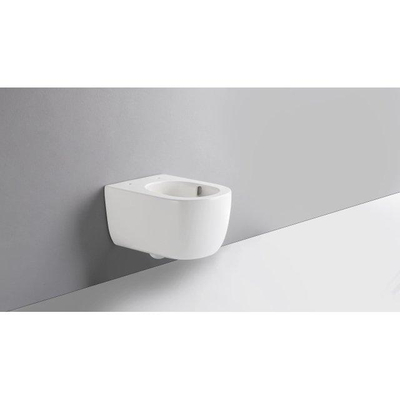 QeramiQ Dely Swirl Ensemble de WC - réservoir encastré QeramiQ Flush - abattant fin - plaque de commande noire mate en plastique - boutons rectangulaires - blanc mat