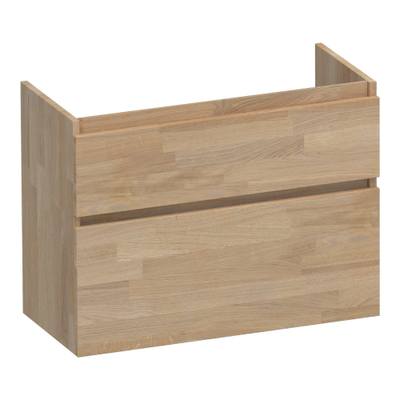 BRAUER Delight wastafelonderkast ondiep - 80x39x60cm - 2 softclose lades - greeploos - 1 sifon uitsparing - massief eiken - vingerlas eiken grijs