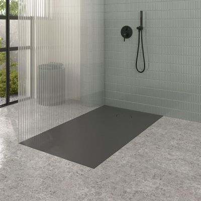 Villeroy & Boch Ecora douchebak - 140x80x3.5cm - afvoer korte zijde - anthracite (antraciet)