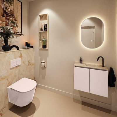 MONDIAZ TURE-DLUX Meuble toilette - 60cm - Rosee - EDEN - vasque Frappe - position droite - 1 trou de robinet