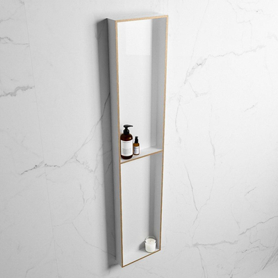 Mondiaz EASY Niche salle de bains - 89.5x8x29.5cm - à encastrer ou à monter - 2 compartiments - Oro | Talc