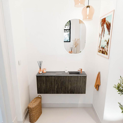 Mondiaz JOYA-DLUX 100cm toiletmeubel - kleur Shadow - Wastafel FAYE positie Rechts 1 kraangat kleur Sombra.