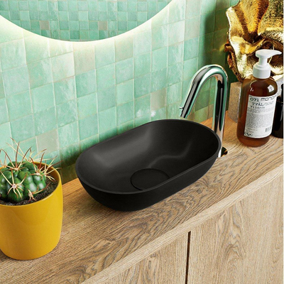 Mondiaz POOLE waskom - 30x18x8cm - ovaal - opbouw - Solid Surface urban