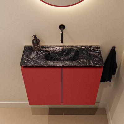 MONDIAZ TURE-DLUX Meuble toilette - 60cm - Fire - EDEN - vasque Lava - position centrale - sans trou de robinet