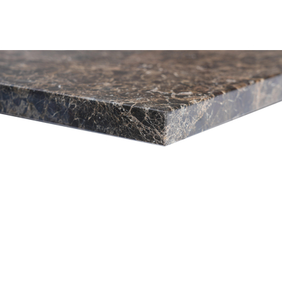 Saniclass Dark Emperador plan sous vasque - 120x46cm - sans trous de robinet - 2 découpes pour siphon - pierre naturelle marbrée
