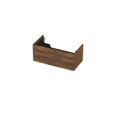 INK Wastafelonderkast - 90x45x37.6cm - 1 lade - push to open - met recht opdekfront - MFC - Noten