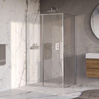 BRAUER Galactic Douchecabine - 120x90x200cm - met schuifdeur - helder glas - omkeerbaar - incl. glascoating - chroom