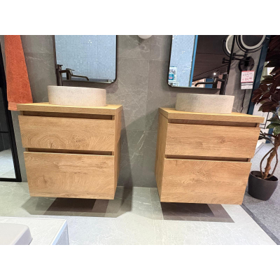 BRAUER Delight badmeubelset (onderkast + topblad) - 60x46x60cm - 2 softclose lades - greeploos - 1 sifon uitsparing - Ocean Medium topblad - 60x46x4cm - Forest Tan SHOWROOMMODEL