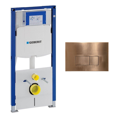 Geberit Duofix Element - UP320 - QeramiQ metal bedieningsplaat - wand - 112cm - rechthoekige knoppen - metaal - geborsteld koper