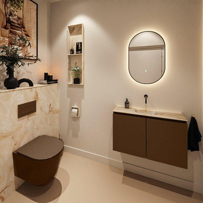 MONDIAZ TURE-DLUX Meuble de toilettes 80cm Rust. EDEN lavabo Frappe position milieu. Sans trou de robinet.