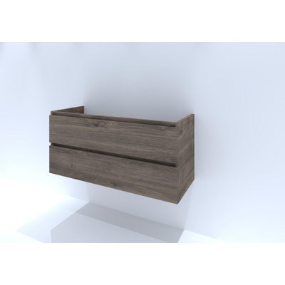 H&R Badmeubelen Infinity Wastafelonderkast - 120x44.8x55cm - 2 lades - greeploos - enkele sifonuitsparing espresso
