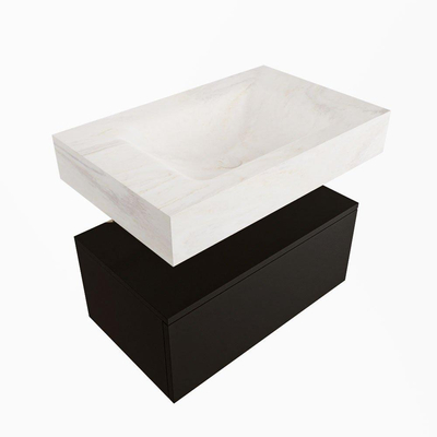 Mondiaz ALAN-DLUX Ensemble de meuble - 70cm - meuble Urban mat - 1 tiroir - Lavabo Cloud Ostra suspendu - vasque Centre - 1 trou de robinet