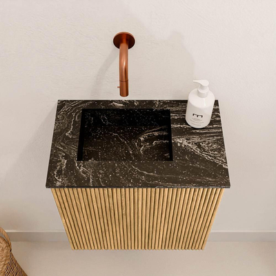 Mondiaz JOYA-DLUX Meuble de toilette 40cm - couleur Chêne - Lavabo FAYE position Gauche Sans trou de robinet couleur Lava