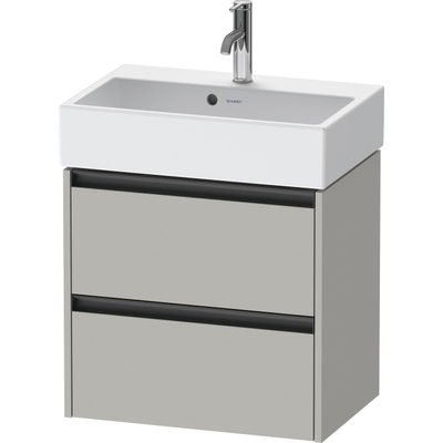 Duravit Ketho 2 Meuble sous-lavabo - 2 tiroirs - 58.4x39x54.9cm - poignées anthracite - gris béton mat