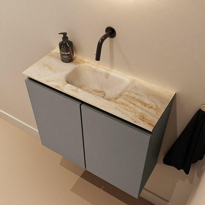 MONDIAZ TURE-DLUX Meuble de toilettes 60cm Smoke. EDEN lavabo Frappe position milieu. Sans trou de robinet.