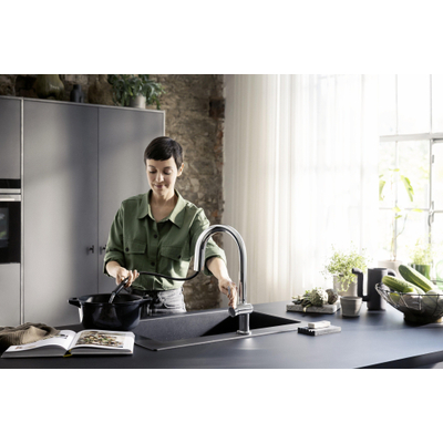 Hansgrohe Aqittura M91 SodaSystem 210, uittrekbare uitloop 1jetsBox, starter set chroom