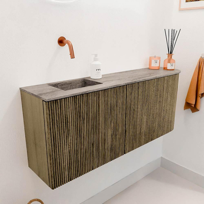 Mondiaz JOYA-DLUX Meuble de toilette 101,6cm - arrondi droit couleur Dusk - Vasque FAYE position Gauche Sans trou de robinet couleur Oza