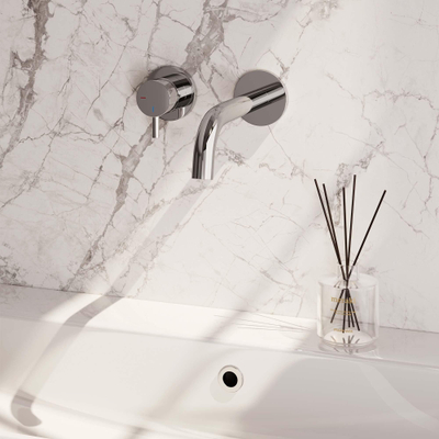BRAUER Chrome Edition Wastafelmengkraan inbouw - gebogen uitloop rechts - hendel kort smal - inclusief inbouwdeel - model B2 chroom