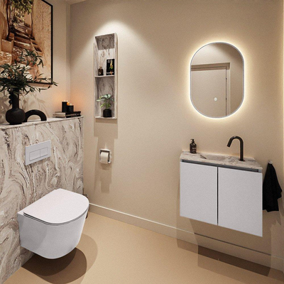 MONDIAZ TURE-DLUX 60cm toiletmeubel Cale. EDEN wastafel Glace positie midden. Met 1 kraangat.