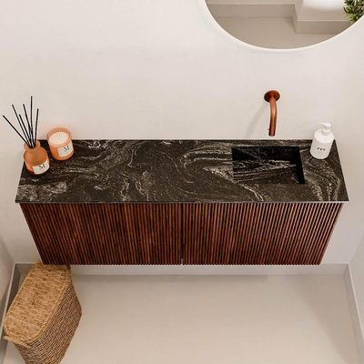 Mondiaz JOYA-DLUX 100cm toiletmeubel - kleur Ruby - Wastafel FAYE positie Rechts Zonder kraangat kleur Lava.