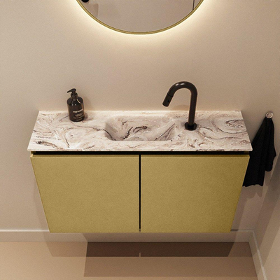 MONDIAZ TURE-DLUX 80cm toiletmeubel Oro. EDEN wastafel Glace positie midden. Met 1 kraangat.