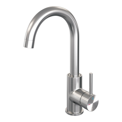 BRAUER Stripe Mitigeur lavabo haut en applique - bec rond pivotant - modèle A - finition PVD brossée couleur inox