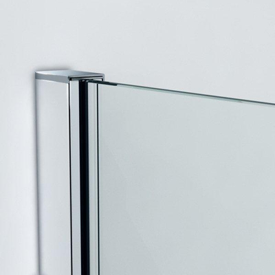 Wiesbaden Slim inloopdouche 100x200cm 8mm nano glas gedeeltelijk mat rookglas chroom