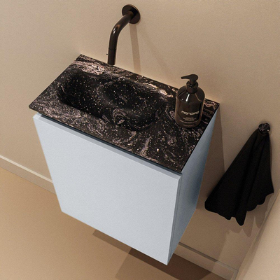 MONDIAZ TURE-DLUX Meuble de toilette 40cm Clay. Lavabo EDEN Lava position gauche. Sans trou de robinet.