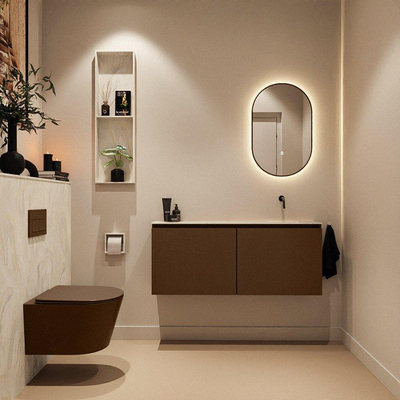 MONDIAZ TURE-DLUX 120cm toiletmeubel Rust. EDEN wastafel Ostra positie rechts. Zonder kraangat.