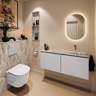 MONDIAZ TURE-DLUX Meuble WC 120 cm Cale. Lavabo EDEN Glace position droite. Sans trou de robinet.