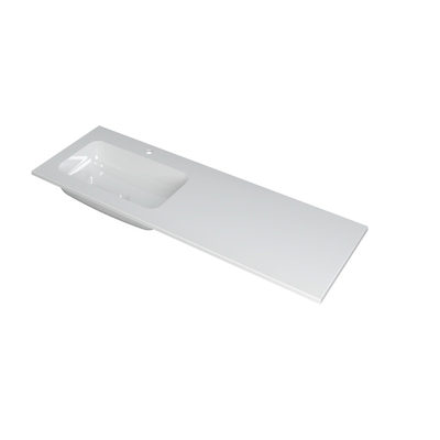 INK Faktor wastafel - 140x45x1.5cm - 1 wasbak links - 1 kraangat - polystone wit glans OUTLETSTORE