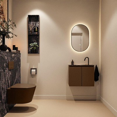 MONDIAZ TURE-DLUX Meuble WC 60 cm Rust. EDEN vasque Lava position milieu. Avec 1 trou de robinet.