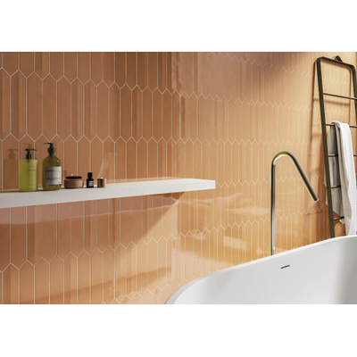 ÉCHANTILLON Terravito Ulvara carreau mural - 6.5x33.2cm - 8mm - Hexagone - Jaune brillant
