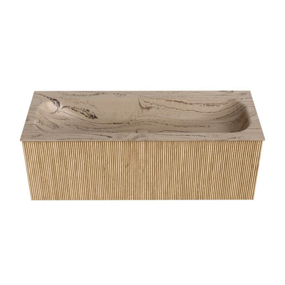 MONDIAZ KURVE-DLUX Meuble de salle de bains 120 cm couleur Oak avec 1 tiroir et 0 porte. Lavabo BIG LARGE Central 1 trou de robinet Arena.