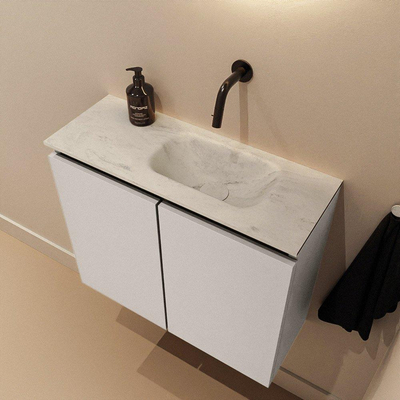 MONDIAZ TURE-DLUX 60cm toiletmeubel Linen. EDEN wastafel Opalo positie rechts. Zonder kraangat.