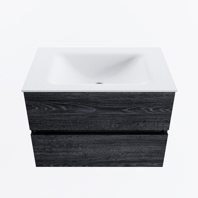 Mondiaz VICA ensemble de meuble de salle de bain - 70cm - meuble sous-vasque Anthracite - 2 tiroirs - lavabo nuage milieu - sans trous de robinet - version haute de 60cm - talc