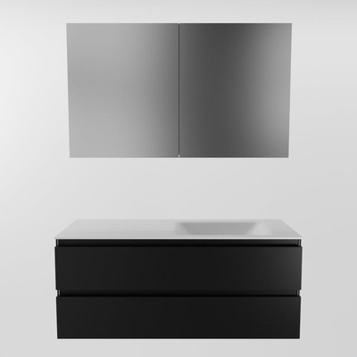 Mondiaz Aivy badmeubelset - 120x45x50cm - 0 kraangaten - 1 wasbak talc Solid surface - Rechts - 2 lades - Met spiegelkast - MDF Urban