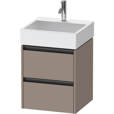Duravit Ketho.2 Wastafelonderbouwkast - met 2 laden - 48.4x46x54.9cm - met grepen antraciet - basalt mat