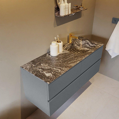 Mondiaz VICA-DLUX Ensemble de meuble de salle de bain - 120cm - meuble sous-vasque plata - 4 tiroirs - lavabo encastrée cloud droite - 1 trou de robinet - version haute de 60cm - lave