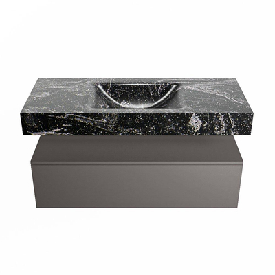 MONDIAZ ALAN - DLUX Badkamermeubelset - 110cm - onderkast - Dark grey - 1 lade - vrijhangende wastafel - wasbak midden - 1 kraangat - Lava