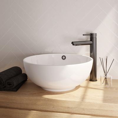Brauer Stripe wastafelkraan - model A - opbouw - hoog - voorsprong 15cm - PVD - gunmetal