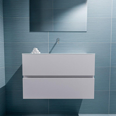 MONDIAZ ADA Toiletmeubel 80x30x50cm met 0 kraangaten 2 lades cale mat Wastafel Lex midden Solid Surface Wit