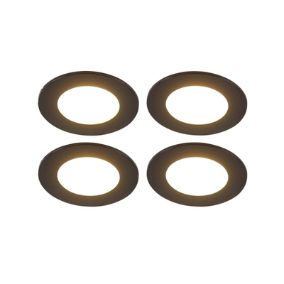 QAZQA Blanca Spot encastrable - set de 4 - 9x9cm - LED incl. - 3 niveaux de variation - IP44 - noir mat